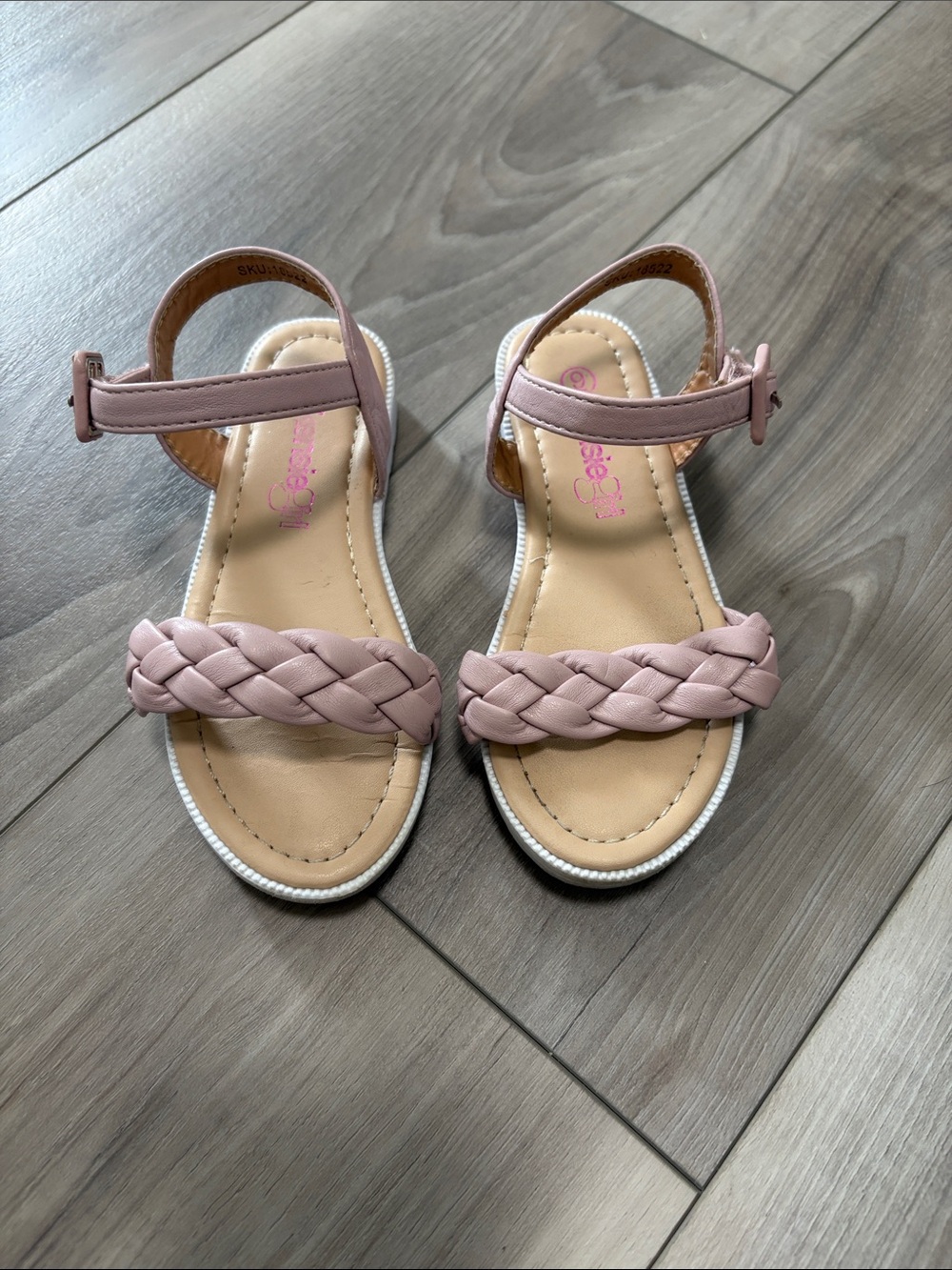 Kensie girl Girls Braided Strap Sandals in Light Pink